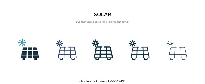 solar icon in different style vector illustration. two colored and black solar vector icons designed in filled, outline, line and stroke style can be used for web, mobile, ui