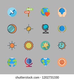 solar icon set. vector set about panel, planet earth, eclipse and sun icons set.