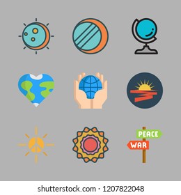 solar icon set. vector set about earth globe, planet earth, eclipse and sun icons set.