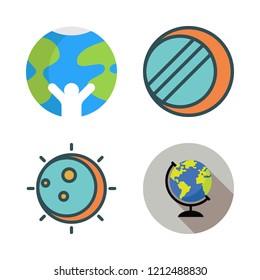 solar icon set. vector set about earth globe, planet earth and eclipse icons set.