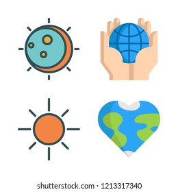 solar icon set. vector set about eclipse, sun, planet earth and earth globe icons set.