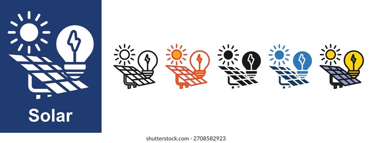 Conjunto de iconos solares colección de estilo múltiple
