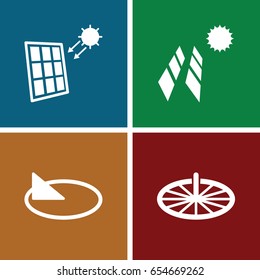 Solar icons set. set of 4 solar filled icons such as solar panel