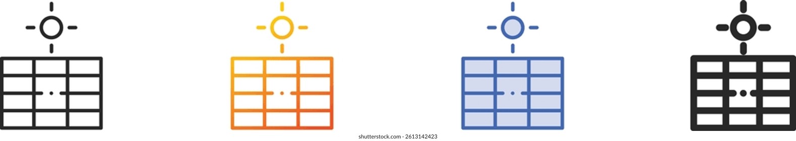 solar icon.Thin Linear, Gradient, Blue Stroke and bold Style Design Isolated On White Background