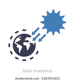 Solar Irradiance and solar ray icon concept