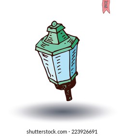  solar lamp garden light, vector illustration.