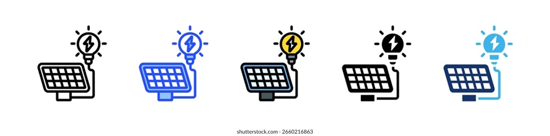 Solar Light Bulb Icon Collection With Multiple Styles