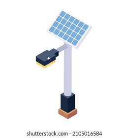 Solar Light Isometric Icon, Editable Vector 

