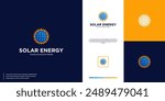 solar logo with circular solar panel concept, future energy, logo design illustration.