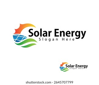 Logotipo solar Concepto de diseño creativo Energía solar Icono de negocios Onda