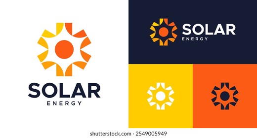 Solar Logo Design. abstraktes Sonnenlogo mit geometrischer Form Design-Symbol, Vektorsymbol