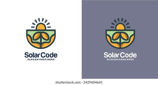 Solar logo design with modern creative concept Premium Vector