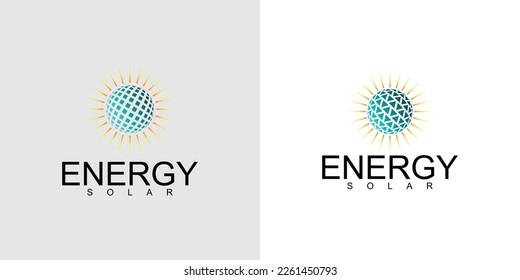 Solar logo design with modern unique concept premium vector