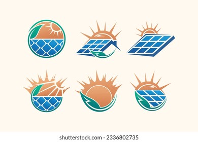 Solar logo design vector collection with unique element idea
