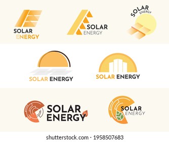solar logo set with sun energy