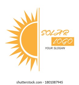 Logo solar. Ilustración vectorial para un logotipo, plantilla o etiqueta aislados en un fondo blanco