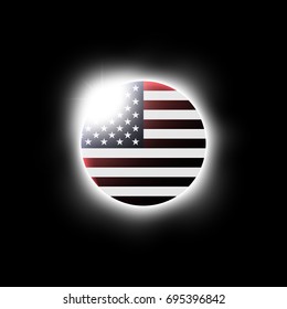Solar or Lunar eclipse and american flag . Vector .