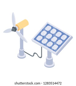 Solar  mill, isometric vector icon
