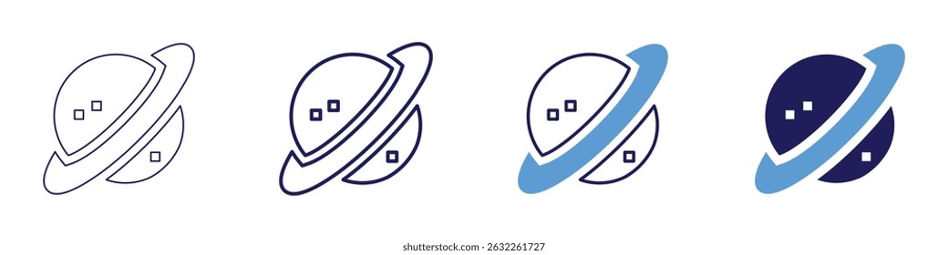 Solar orbit icon in 4 different styles. Thin Line, Line, Bold Line, Duotone. Duotone style. Editable stroke.