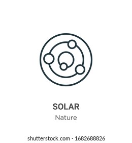Solar outline vector icon. Thin line black solar icon, flat vector simple element illustration from editable nature concept isolated stroke on white background