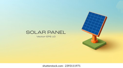 Sonnenkollektor 3D. Für Konzepte der alternativen ökologischen Energie. Modernes Webbanner. Vektorgrafik.