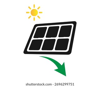 El panel solar absorbe la luz del sol aislada en el fondo blanco