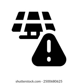 solar panel alert icon. vector glyph icon for your website, mobile, presentation, and logo design.