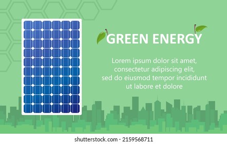 Solar panel alternative electricity source, concept of sustainable resources. Vector illustration