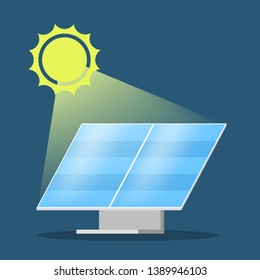 Solar panel alternative energy concept. Electricity power from the sun. Environment and ecology friendly. Flat vector illustration