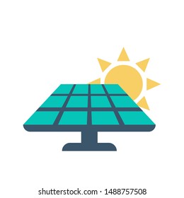 Solar panel alternative energy concept. Electricity power from the sun. Environment and ecology friendly. Flat vector illustration