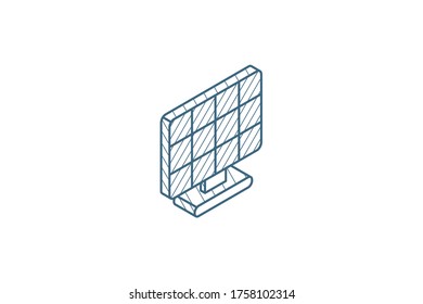 solar panel, alternative sun energy isometric icon. 3d vector illustration. Isolated line art technical drawing. Editable stroke