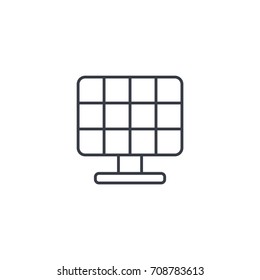 solar panel, alternative sun energy thin line icon. Linear vector illustration. Pictogram isolated on white background