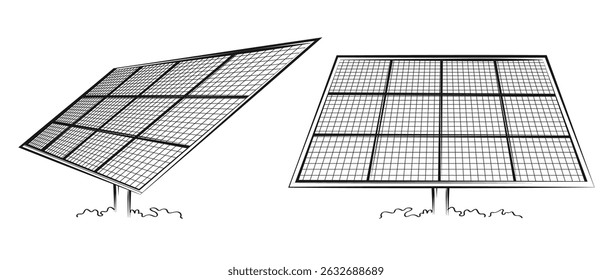 Solar panel array for clean energy, sustainability, eco-friendly technology, and renewable power generation on a white background. vector design.