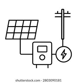 Solar Panel Array Interconnected Infographic Diagram Element Line Icon representing solar panel array interconnected infographic diagram element, suitable for web interfaces, presentations, reports, apps, and clean vector design projects
