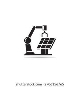 Icono del brazo robótico de la asamblea del panel solar