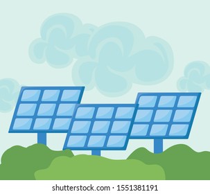 solar panel with background landscape vector illustration design