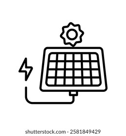 Solar panel battery, solar energy simple thin line icon vector illustration editable.