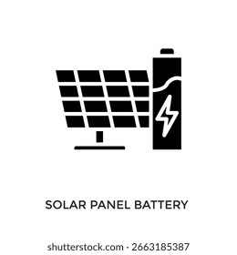 Solar Panel Battery Icon Glyph Style. Vector Illustration For Graphic Design