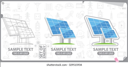 Solar panel, solar battery logo, energy, energetics