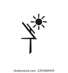 Solar panel battery on the roof of the house and the sun. 