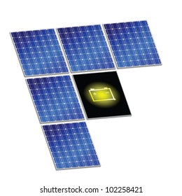 solar panel with battery vector illustration art energy