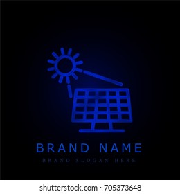 Solar panel blue chromium metallic logo