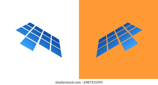 Solar panel blue icon logo vector. Energy industry technology isolated