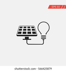 Solar panel with bulb vector icon