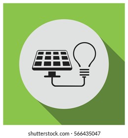 Solar panel with bulb vector icon