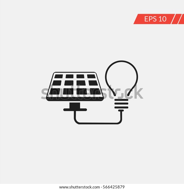 Solar panel with bulb vector\
icon