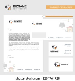 Solar panel Business Letterhead, Envelope and visiting Card Design vector template
