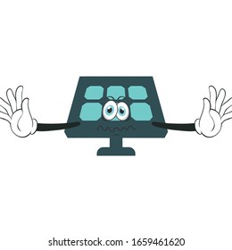 solar panel cartoon character design with expression
