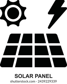 Sonnenkollektor, Panel, Solarzelle, Energie, Strom, Solarenergie Erweiterte Solid oder Glyphe Stil Icon für Web Mobile App Präsentationsdruck