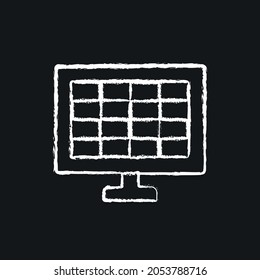 Icono de tiza de panel solar. Ilustración negra aislada por vectores